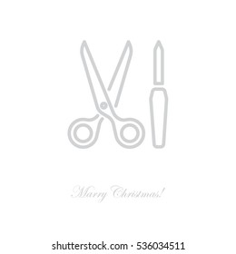 Web line icon. Scissors and nail file
