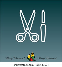 Web line icon. Scissors and nail file