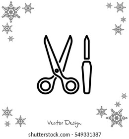 Web line icon. Scissors and nail file