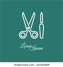 Web line icon. Scissors and nail file
