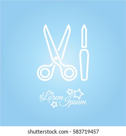 Web line icon. Scissors and nail file