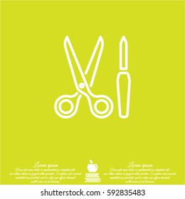 Web line icon. Scissors and nail file