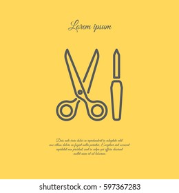 Web line icon. Scissors and nail file