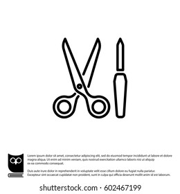 Web line icon. Scissors and nail file