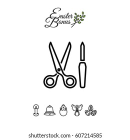 Web line icon. Scissors and nail file