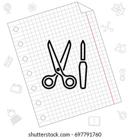 Web line icon. Scissors and nail file