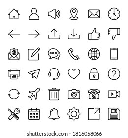 Conjunto de iconos de línea web, icono de sitio web, vector de icono Contáctenos