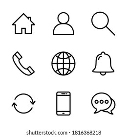 Webline-Symbol-Set, Website-Symbol, Kontakt-Symbol, Vektorgrafik