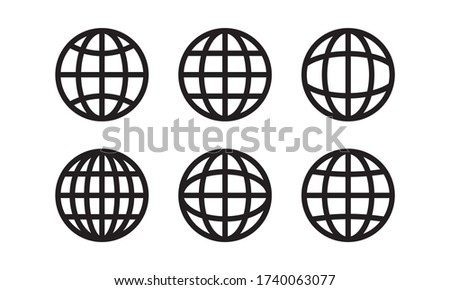 Web line icon set. World globe pictogram collection