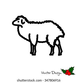Web line icon . Sheep, livestock