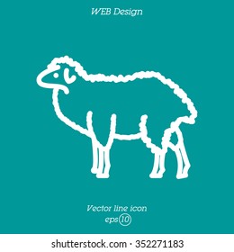Web line icon. Sheep, livestock