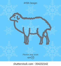 Web line icon. Sheep, livestock