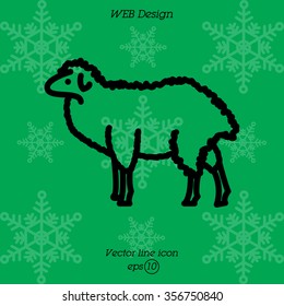 Web line icon. Sheep, livestock