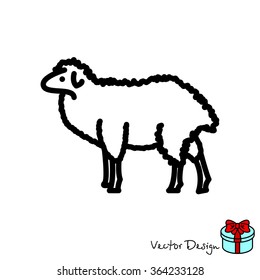Web line icon. Sheep, livestock