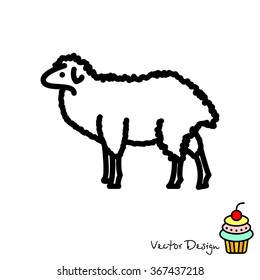 Web line icon. Sheep, livestock