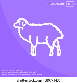 Web line icon. Sheep, livestock