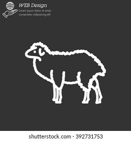 Web line icon. Sheep, livestock
