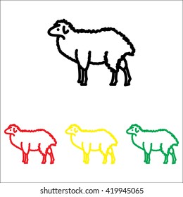 Web line icon. Sheep, livestock