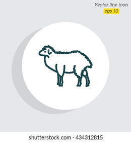 Web line icon. Sheep, livestock