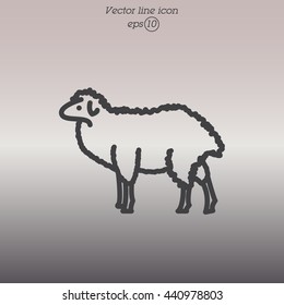 Web line icon. Sheep, livestock