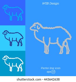 Web line icon. Sheep, livestock