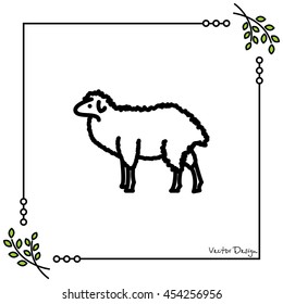 Web line icon. Sheep, livestock