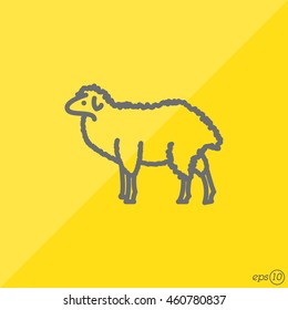 Web line icon. Sheep, livestock