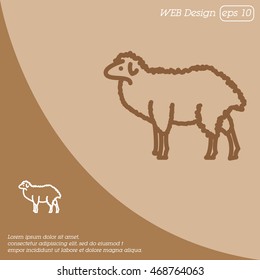 Web line icon. Sheep, livestock