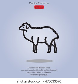 Web line icon. Sheep, livestock