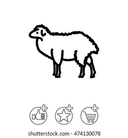 Web line icon. Sheep, livestock
