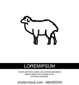 Web line icon. Sheep, livestock