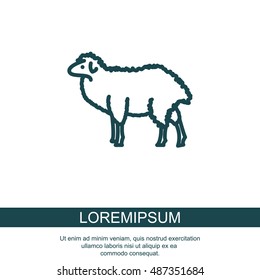 Web line icon. Sheep, livestock
