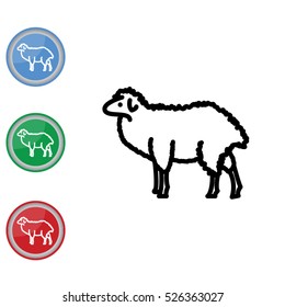 Web line icon. Sheep, livestock