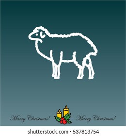Web line icon. Sheep, livestock