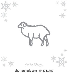 Web line icon. Sheep, livestock