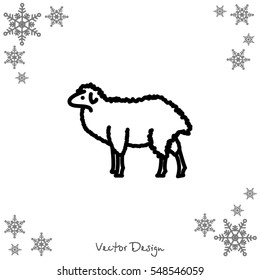 Web line icon. Sheep, livestock