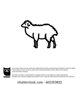 Web line icon. Sheep, livestock