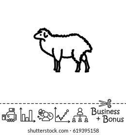 Web line icon. Sheep, livestock