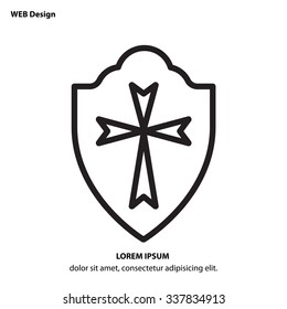 Web line icon. Shield.