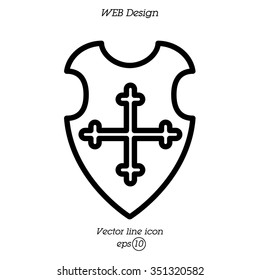 Web line icon. Shield.