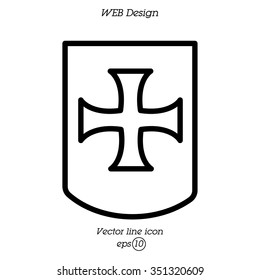 Web line icon. Shield.