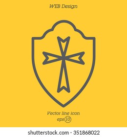 Web line icon. Shield.