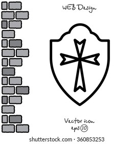 Web line icon. Shield.