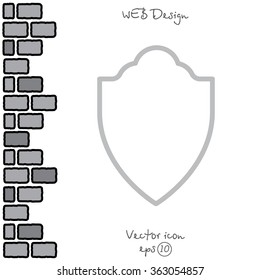 Web line icon. Shield.