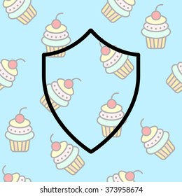 Web line icon. Shield.