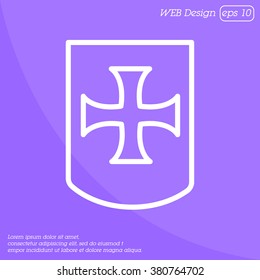 Web line icon. Shield.