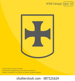 Web line icon. Shield.