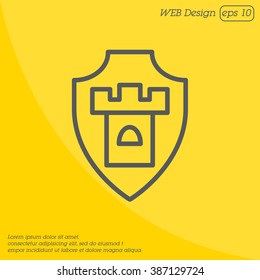 Web line icon. Shield.