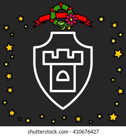 Web line icon. Shield.