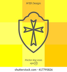 Web line icon. Shield.